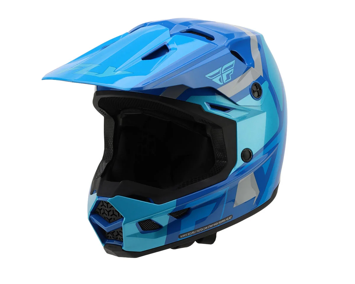 Fly Racing Youth Kinetic Scrap Helmet (Blue/Light Blue/Grey) (Youth L)